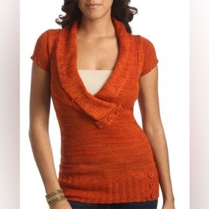 Wet Seal Deep V-neck orange sweater